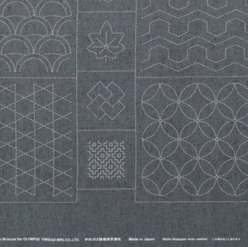 Sashiko pannello ricamabile  cm 60 x 60 (1/2 pannello) grigiopetrolio, parte bassa B - immagine 2
