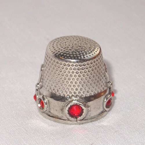 Ditale in argento con pietre rosse mm 16 by roberta dazzini - immagine 2