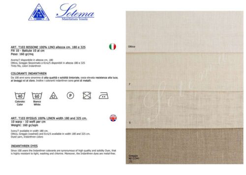 Lino t103 (10x10 fili) sotema, altezza cm 180, 40,00 al metro vendita a multipli di 50 cm - immagine 2