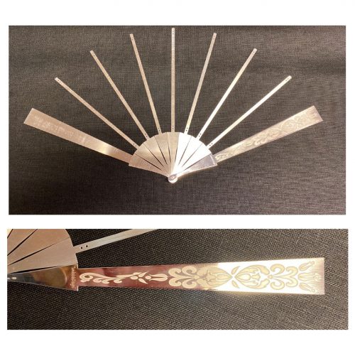 Struttura ventaglio argento 925 con incisione cm 41 tombolo & disegni - immagine 2